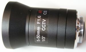 IR-korrigiertes asphärisches Zoomobjektiv 5-50mm/F1,6- IR